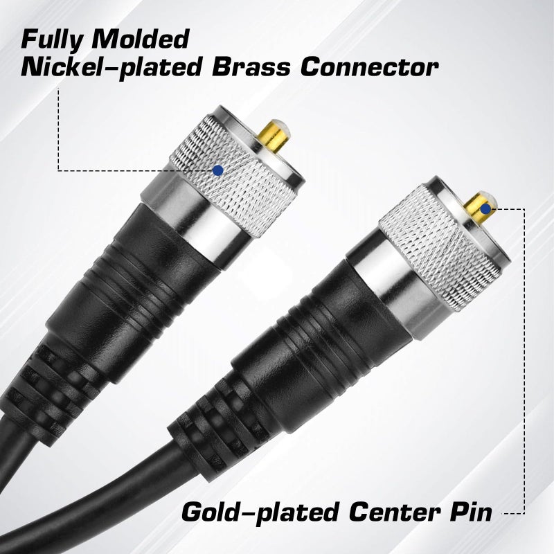 RFAdapter CB Coax Cable, RG8x Coaxial Cable 3ft, UHF PL259 Male to Male Low Loss CB Antenna Cables, 50 Ohm for HAM Radio, Antenna Analyzer, Dummy Load, SWR Meter - Image 2